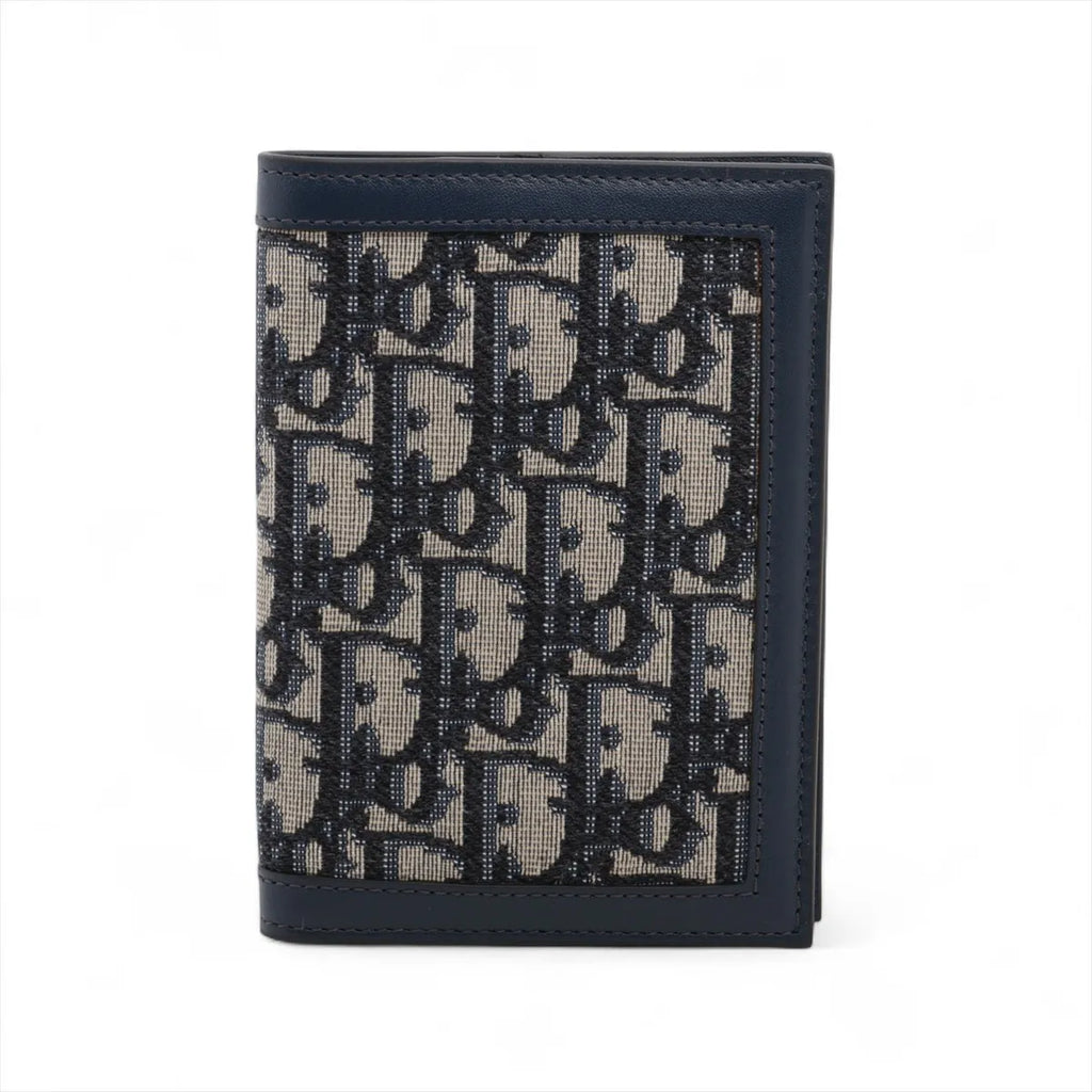 Dior Oblique Canvas & Leather Passport case Navy Blue