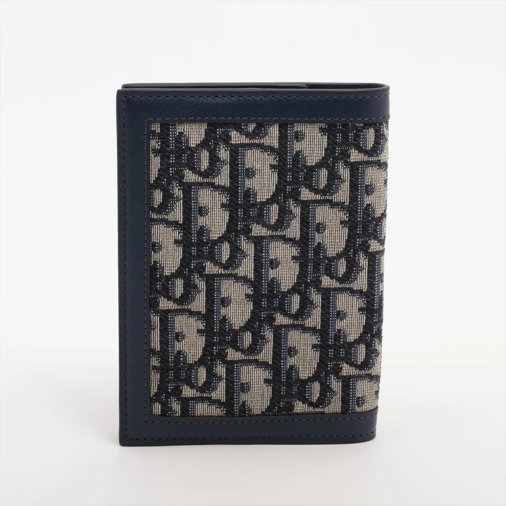 Dior Oblique Canvas & Leather Passport case Navy Blue