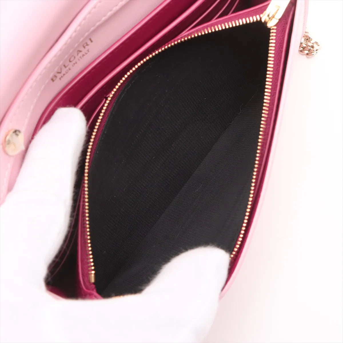 Bvlgari Infinitum Leather Chain Wallet Pink