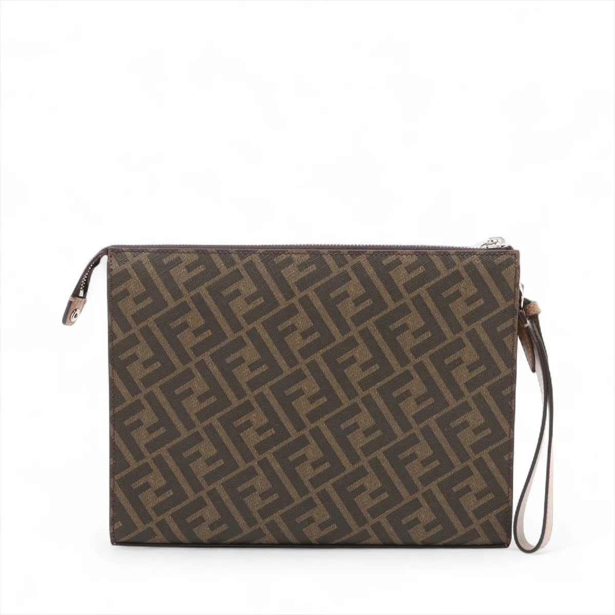 Fendi ZUCCa PVCx leather Clutch bag Brown