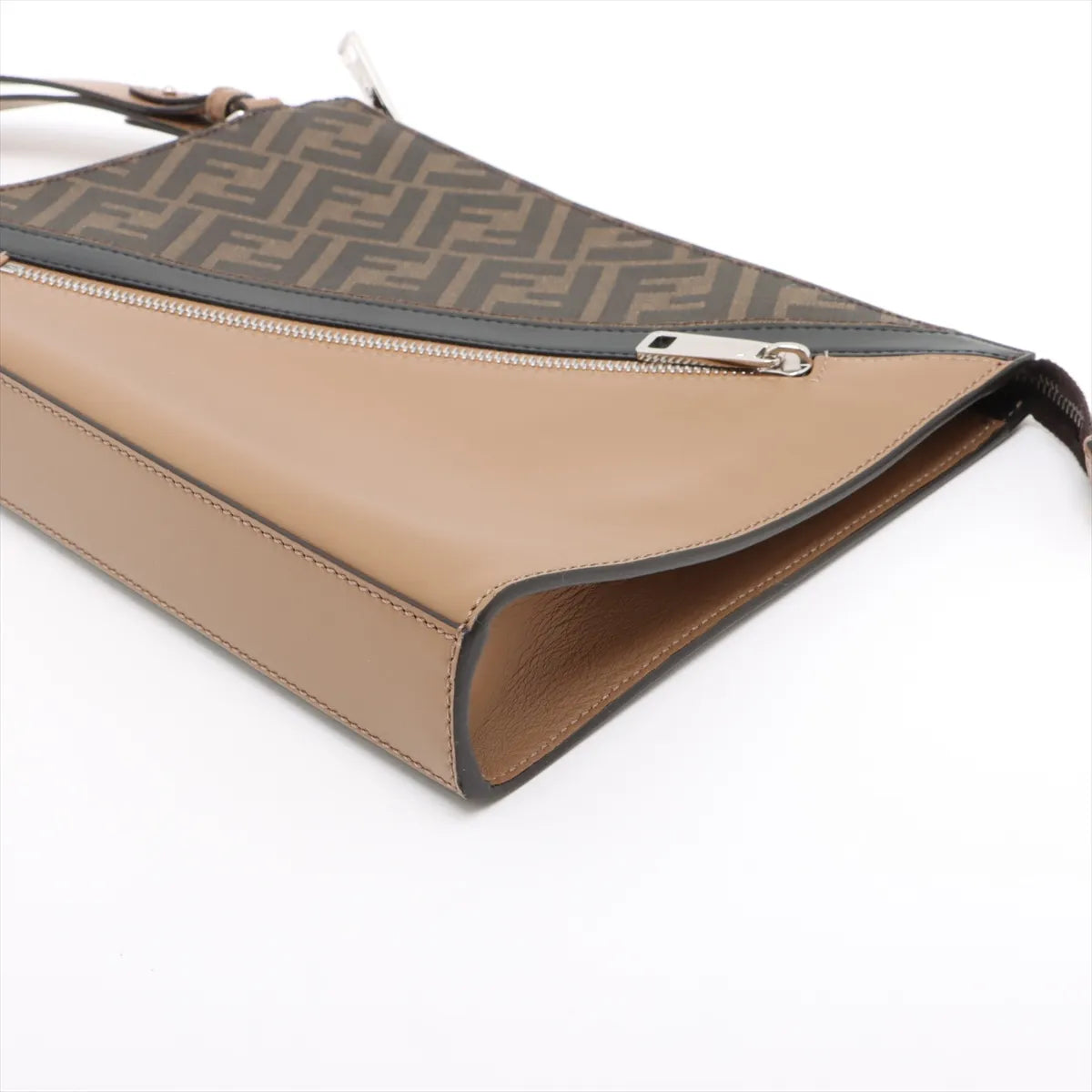 Fendi ZUCCa PVCx leather Clutch bag Brown