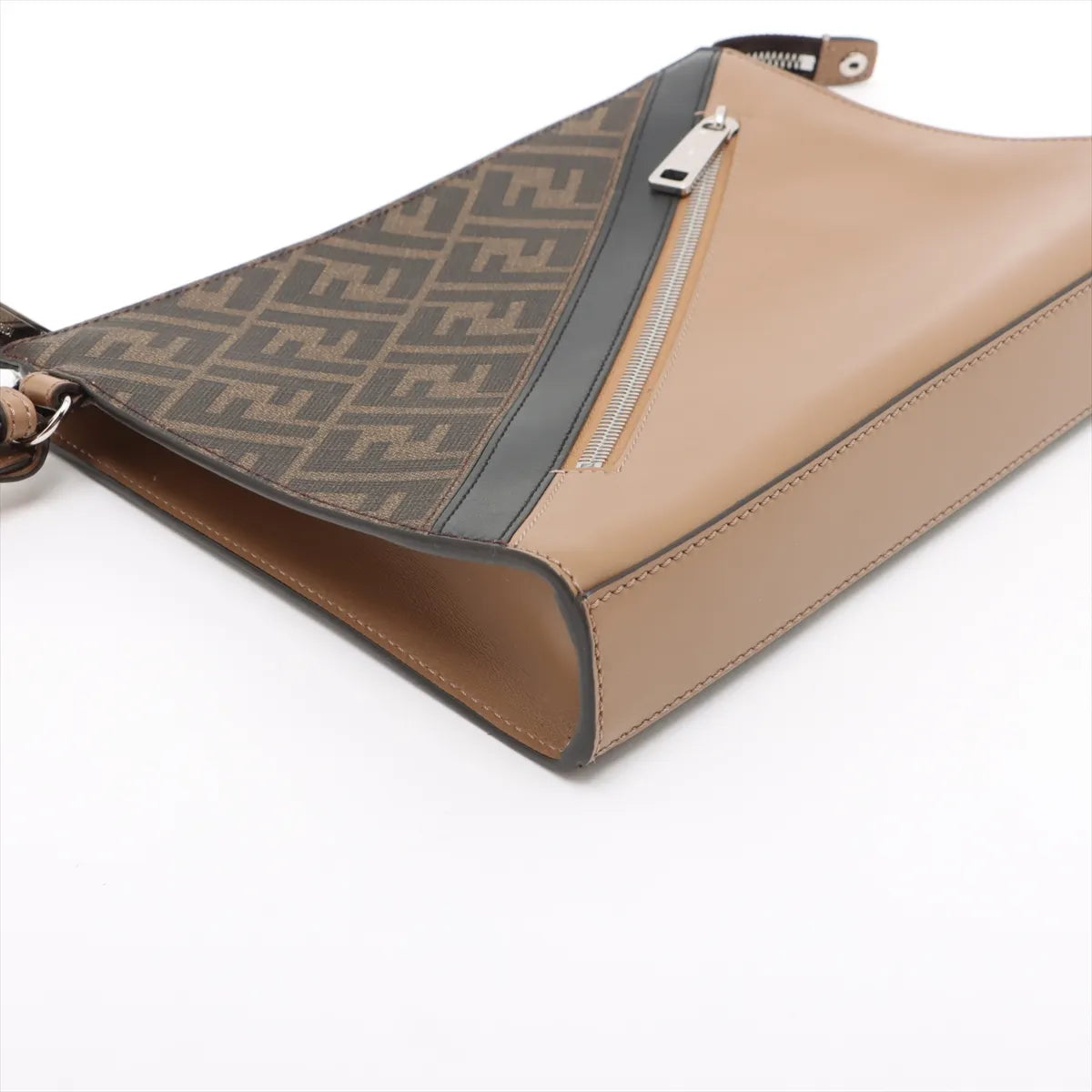 Fendi ZUCCa PVCx leather Clutch bag Brown