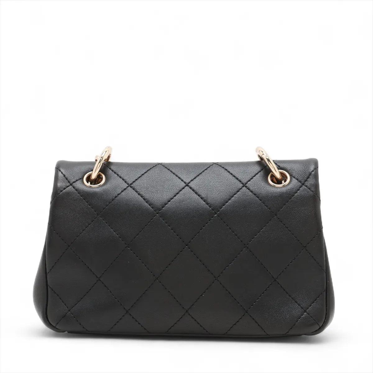 Chanel Matelasse Leather Single Flap Double Chain Bag Black