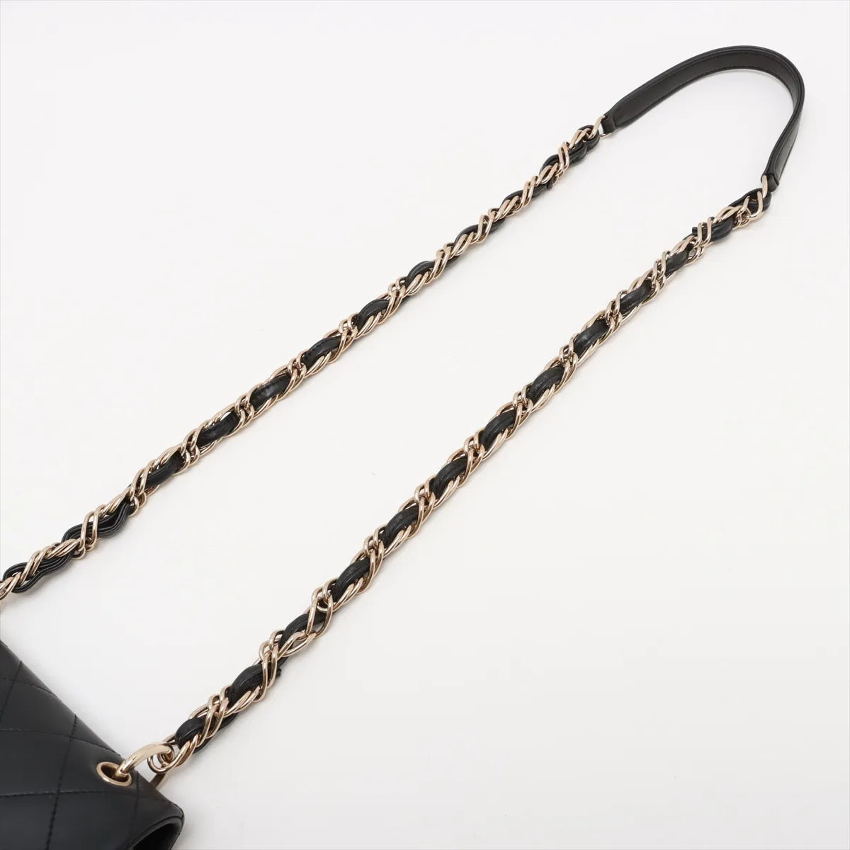 Chanel Matelasse Leather Single Flap Double Chain Bag Black