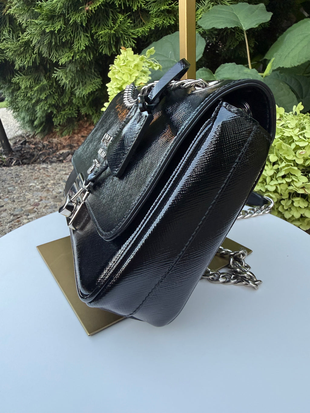 Prada Black Vernice Saffiano Crossbody