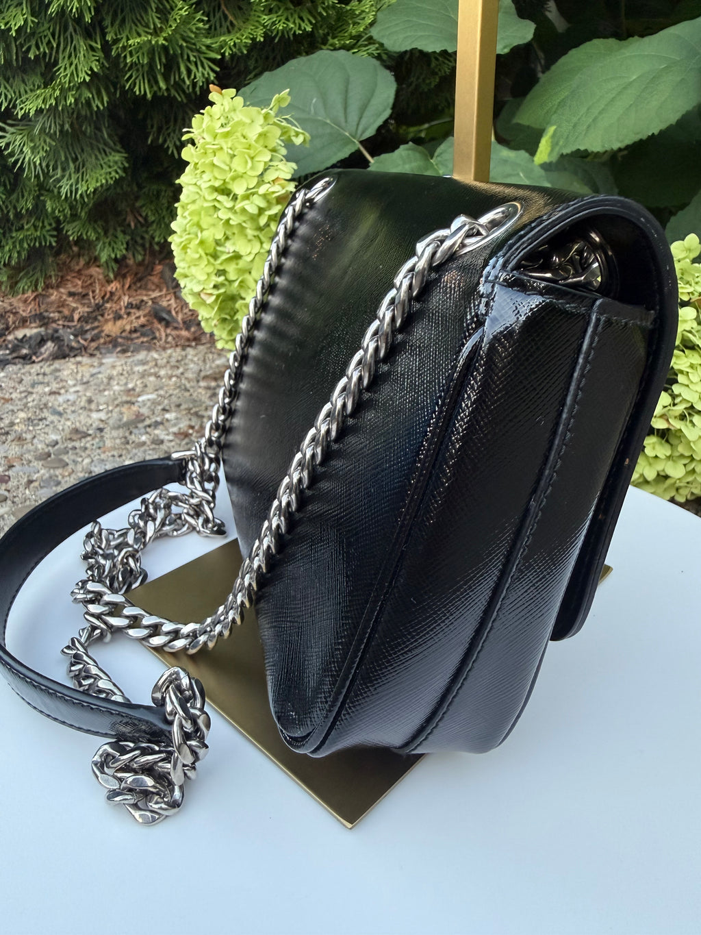 Prada Black Vernice Saffiano Crossbody