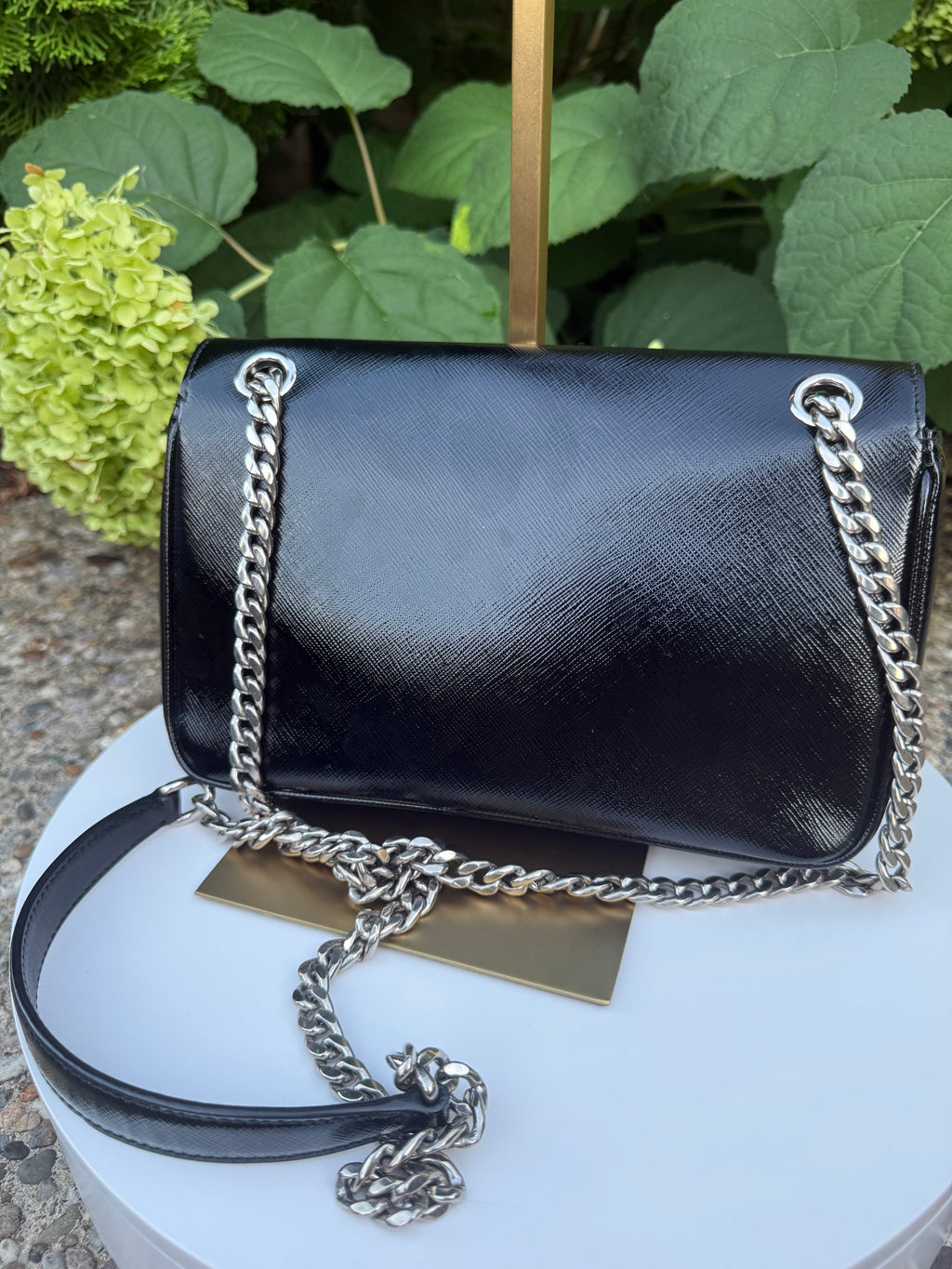 Prada Black Vernice Saffiano Crossbody
