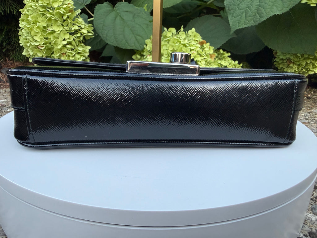 Prada Black Vernice Saffiano Crossbody