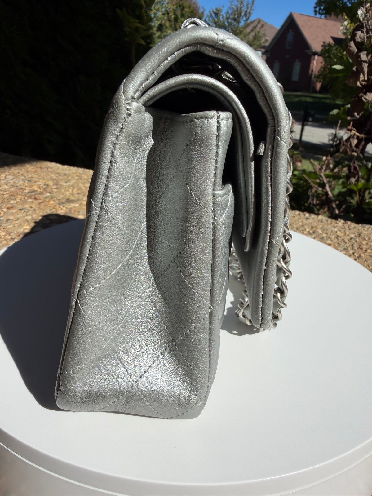 Chanel Double Flap Lambskin Silver