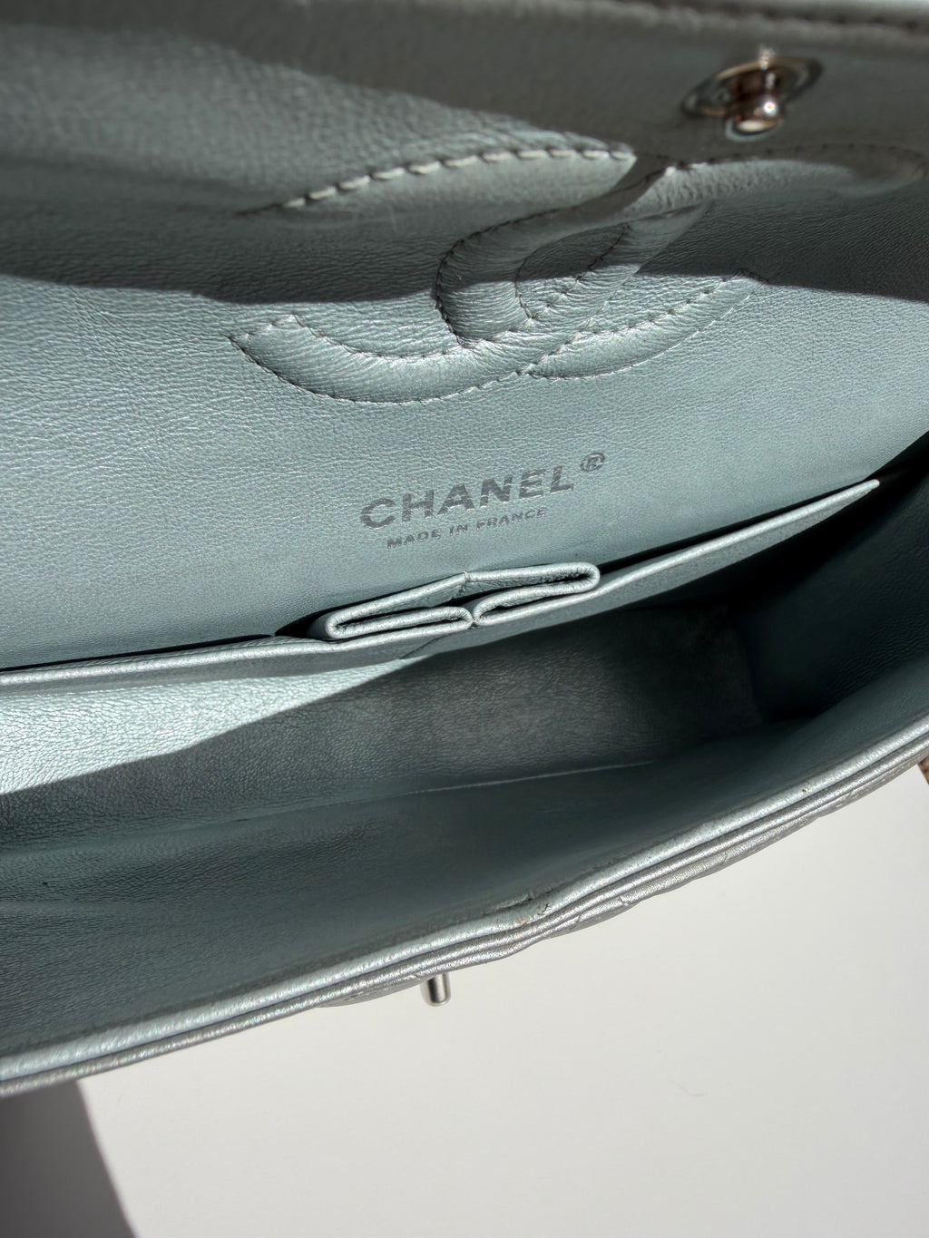 Chanel Double Flap Lambskin Silver